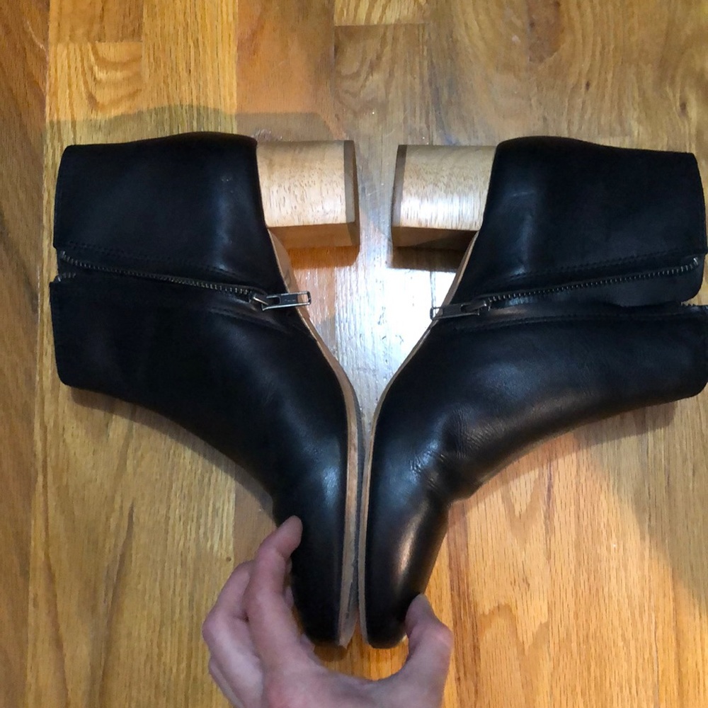 Madewell black and wood booties (like new)